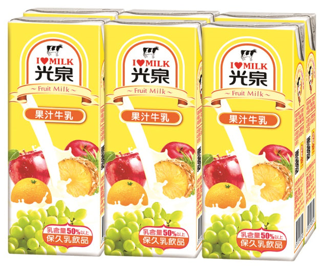 光泉果汁牛奶  Guang Quan Fruit Flavor Milk (200mlx6)